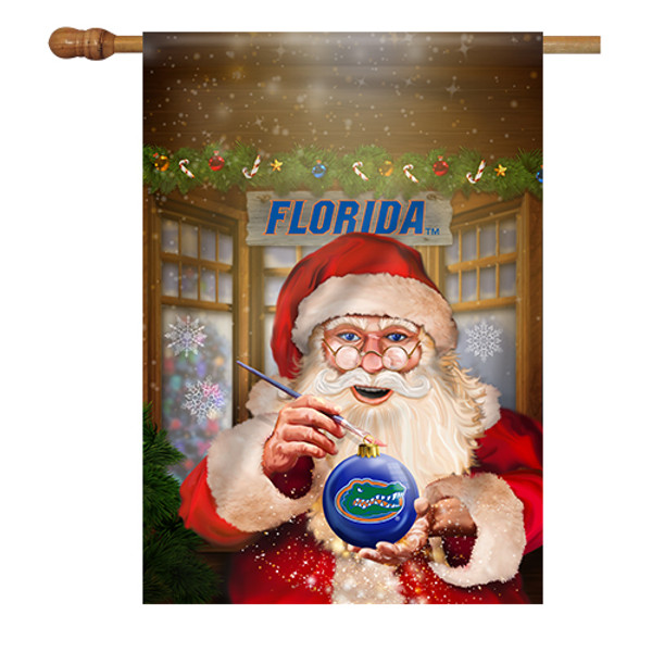 Florida Santa with Ornament House Flag