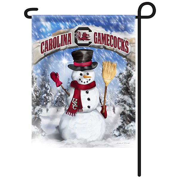 South Carolina Snowman with Broom Garden Flag