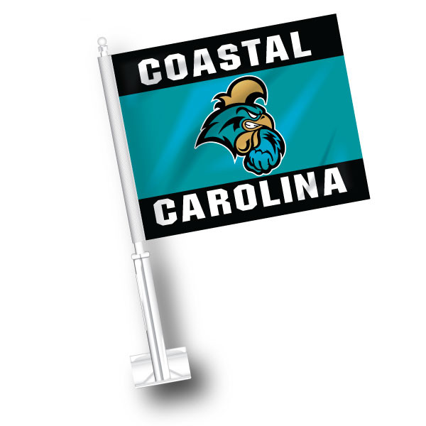 Coastal Carolina Car Flag - Top and Bottom Stripes
