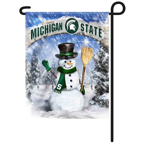 Michigan State Snowman with Broom Garden Flag