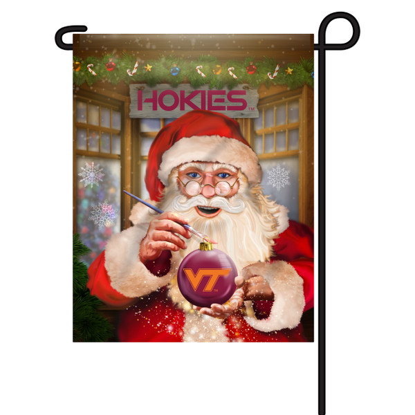 Virginia Tech Santa with Ornament Garden Flag