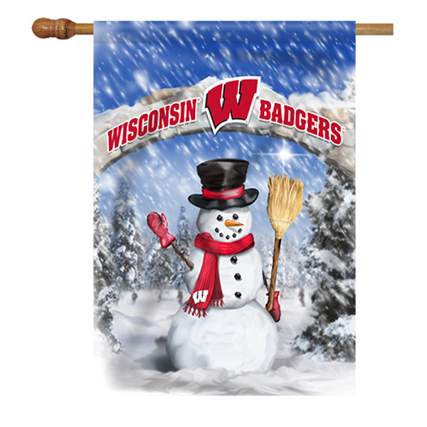 Wisconsin Snowman with Broom House Flag