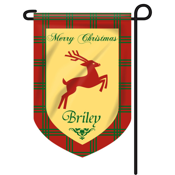 Reindeer Plaid Personalized Garden Flag