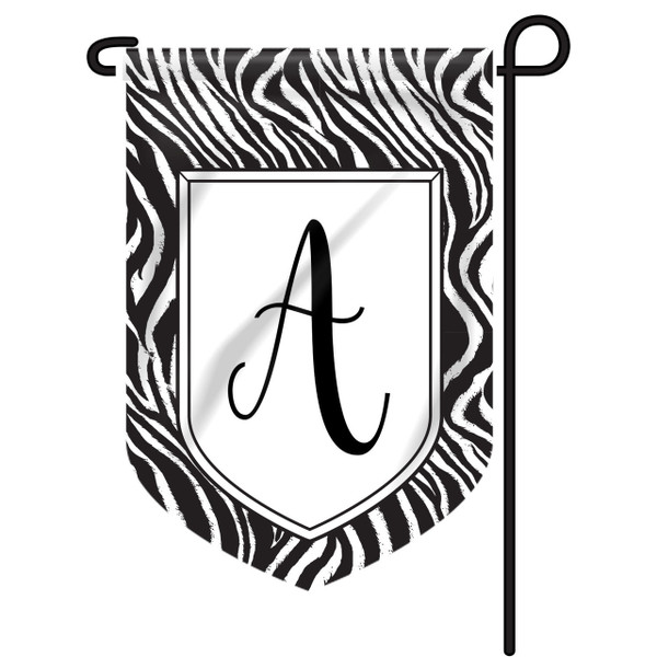 Zebra Monogram Garden Flag