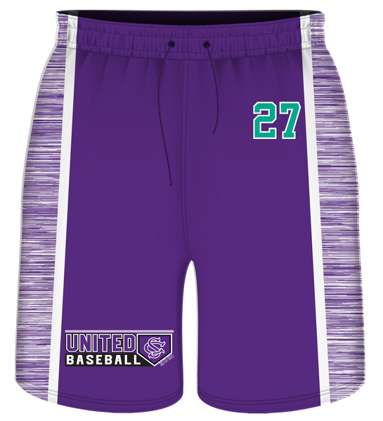 SC United Sublimated Shorts - Purple with Heathered Inserts