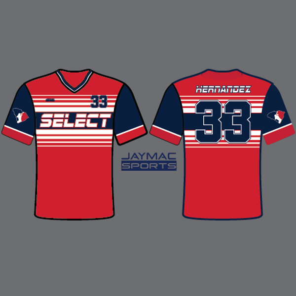 SC Select Baseball Jersey - Red Striped Design