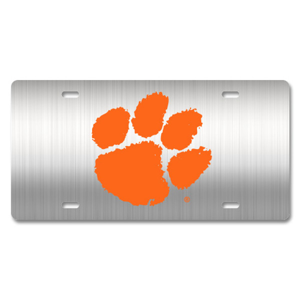 Clemson Metal License Plate - Silver