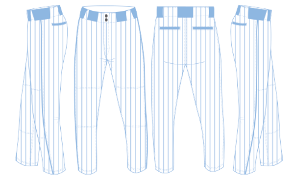 Columbia Blue Pinstripe Baseball Pants Full Length