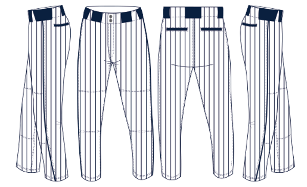 Navy Pinstripe Baseball Pants Full Length