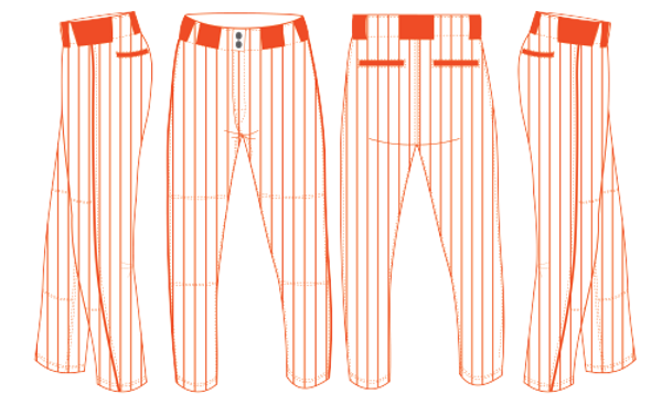 Gator Orange Pinstripe Baseball Pants Full Length