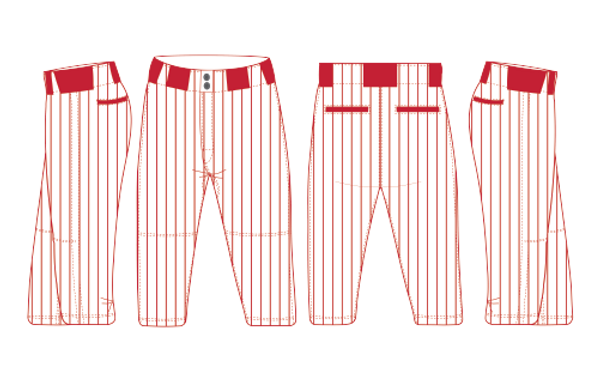Red Pinstripe Baseball Pants Knickers