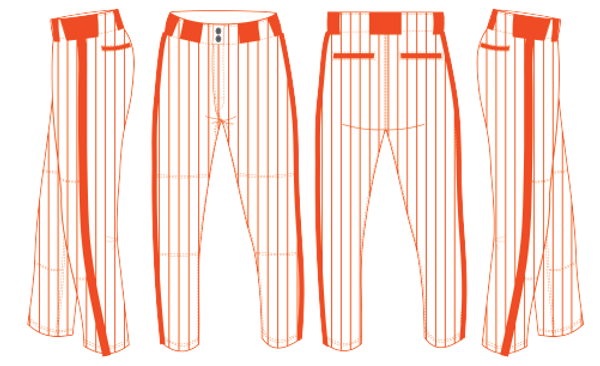 Gator Orange Pinstripe Baseball Pants Piped