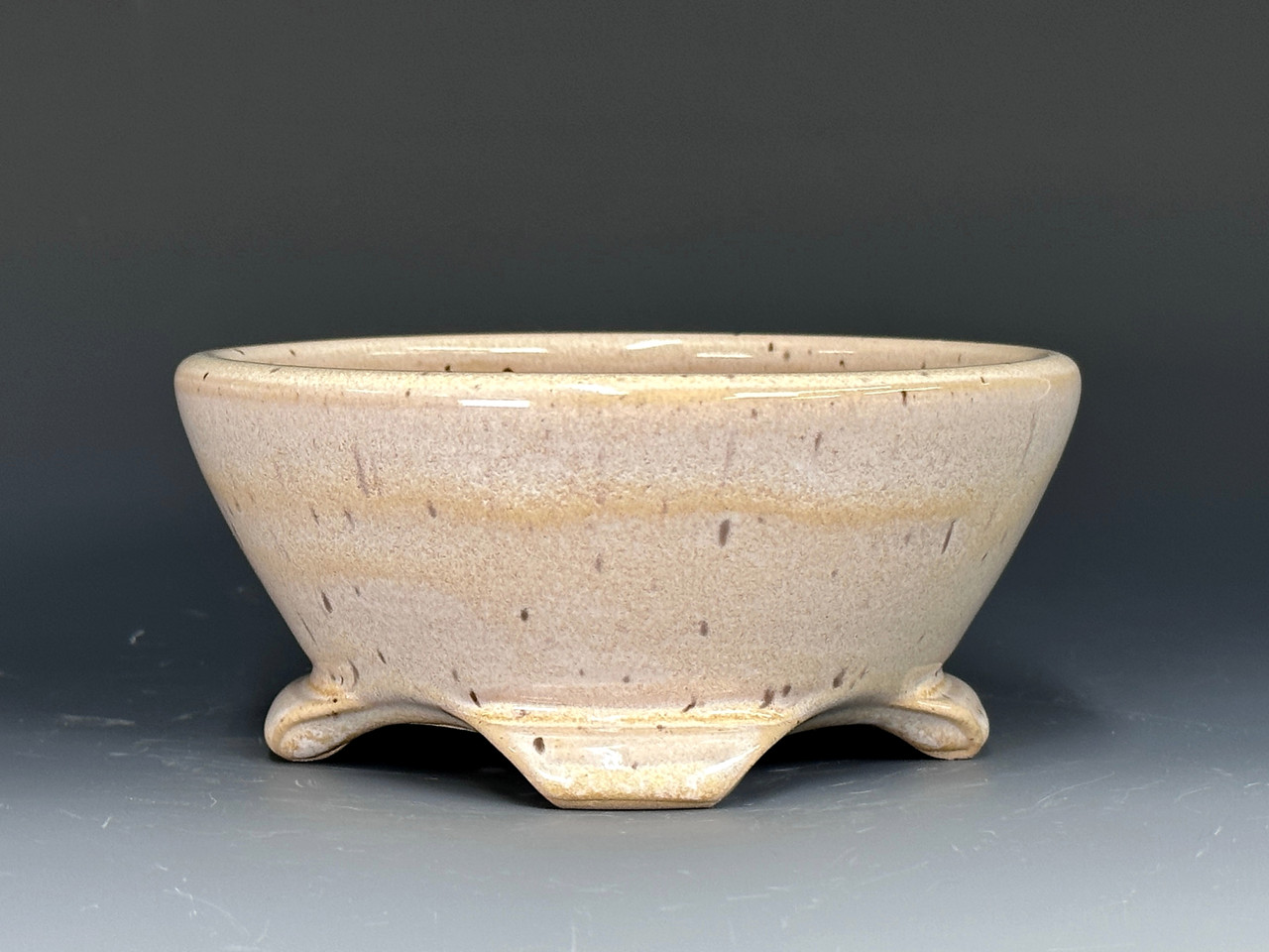 Ceramic Bonsai Pot/Saucer - Mustard Oval - 6 1/8 x 4 1/2 x 2 with Felt Feet