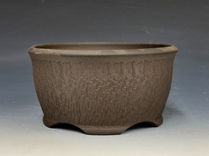 Bonsai Pot, Textured, Unglazed Semi Cascade, 6 1/4" 26163