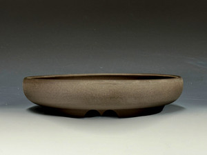 Bonsai Pot, Unglazed smooth chocolate brown stoneware, 9 3/4” 24438