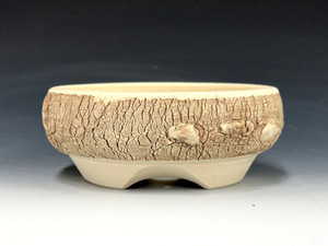 Bonsai Pot, Unglazed, Textured, Cracked 5 3/4" 24587