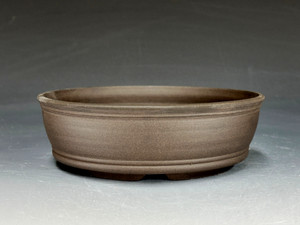 Bonsai Pot, unglazed dark chocolate brown clay,  6” 25371