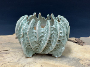 Bonsai Pot, Primitive Claw Scoop, Glazed, 5" dia 25644