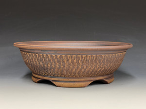 Bonsai Pot, Unglazed,  Textured,  9 ⅞" dia 25458