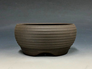 Bonsai Pot, Iker Bonsai Pots, Unglazed Dark Chocolate Brown clay, 5 7/8" 26147
