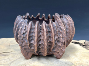 Bonsai Pot, Unglazed Primitive Claw Scoop, 5 1/2" dia  25660