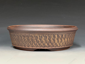 Bonsai Pot, Unglazed,  Textured,  8 1/2" dia 26125