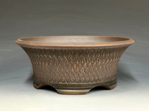 Bonsai Pot, Sem Cascade, Unglazed,  Textured,  9 1/4" dia 26171