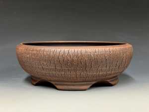 Bonsai Pot,  Cracked Finish, Unglazed,  8" 26200