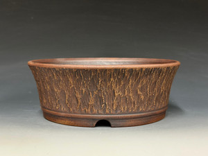 Bonsai Pot, Unglazed,  Textured,  7 5/8" dia 26245