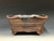 Bonsai Pot, Unglazed primitive Square, Cloud Feet,   8" across flat sides, 9 ⅜" diagonally,  26236