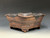 Bonsai Pot, Unglazed primitive Square, Cloud Feet,   8" across flat sides, 9 ⅜" diagonally,  26236