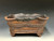 Bonsai Pot, Unglazed primitive Square, Cloud Feet,   8" across flat sides, 9 ⅜" diagonally,  26236