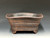 Bonsai Pot, Unglazed primitive Square, Cloud Feet,   8 3/8" across flat sides, 9 1/2" diagonally,  26235