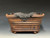 Bonsai Pot, Unglazed primitive Square, Cloud Feet,   6 3/4" across flat sides, 8" diagonally,  26240