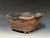 Bonsai Pot, Unglazed primitive Square, Cloud Feet,   6 3/4" across flat sides, 8" diagonally,  26240
