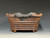 Bonsai Pot, Unglazed primitive Square, Cloud Feet,   6 3/4" across flat sides, 8" diagonally,  26240