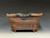 Bonsai Pot, Unglazed primitive Square, Cloud Feet,   6 3/4" across flat sides, 8" diagonally,  26240