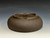 Bonsai Pot, textured, unglazed dark chocolate brown clay, handmade by Iker Bonsai Pots, 7" dia 26273