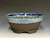 Bonsai Pot, textured, unglazed dark chocolate brown clay, glazed rim, handmade by Iker Bonsai Pots, 9" dia 26276