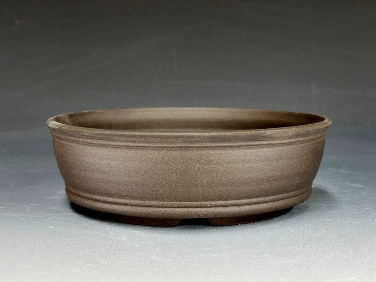 Bonsai Pot, unglazed dark chocolate brown clay,  6” 25371