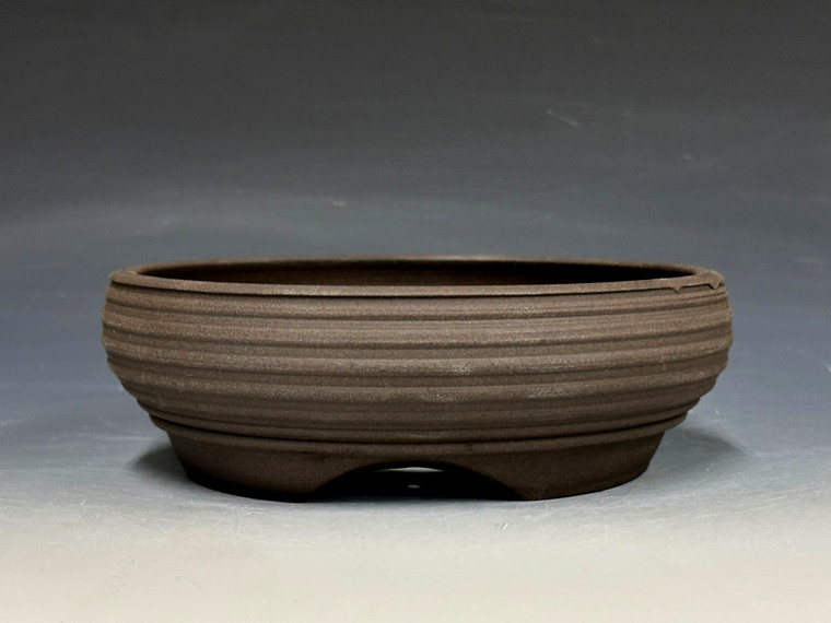 Bonsai Pot, Unglazed,  Textured,  Dark Chocolate Brown Clay, 6" 26146
