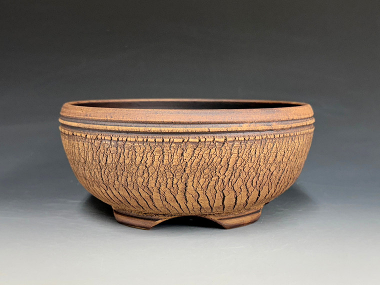 Bonsai Pot,  Cracked Finish, Unglazed,  7 3/4" 25333