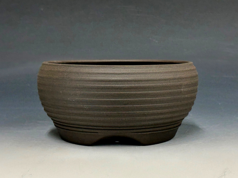 Bonsai Pot, Iker Bonsai Pots, Unglazed Dark Chocolate Brown clay, 5 7/8" 26147