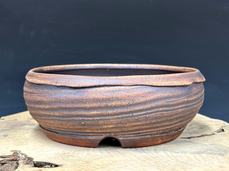 Bonsai Pot, Unglazed,  Textured,  8 3/4" dia 26062