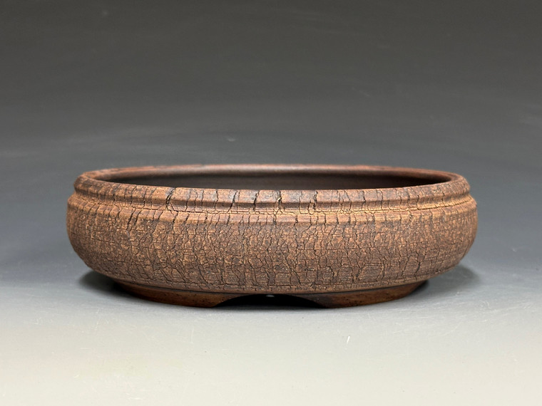 Bonsai Pot,  Cracked Finish, Unglazed,  7 ¼" 26176