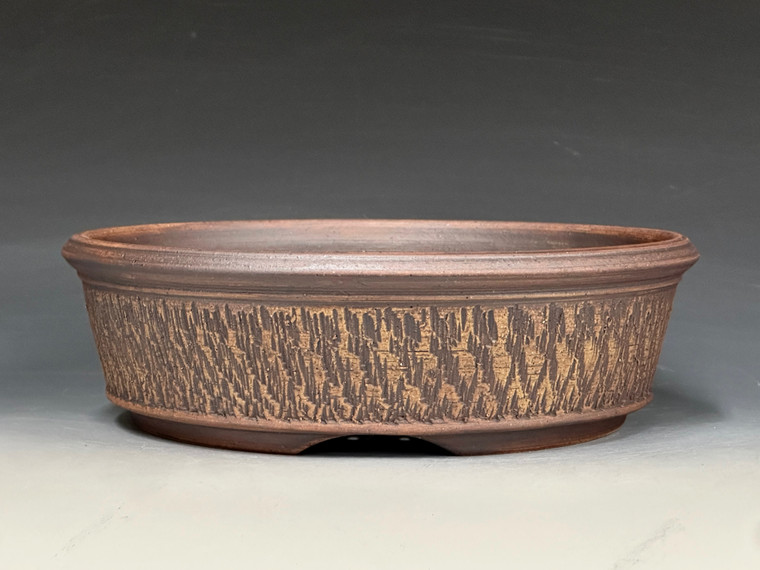 Bonsai Pot, Unglazed,  Textured,  8 1/2" dia 26125