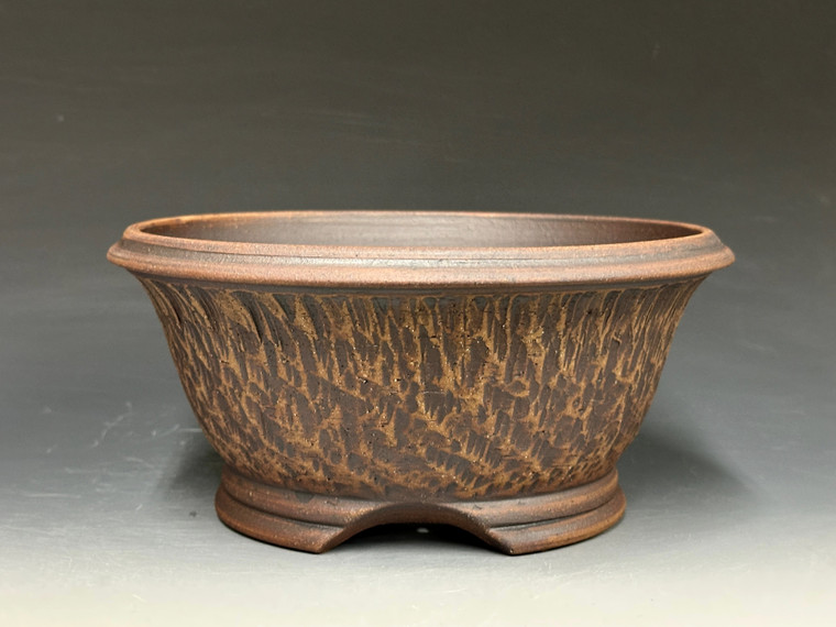 Bonsai Pot, Textured, Unglazed Semi Cascade, 7 3/4" 26247