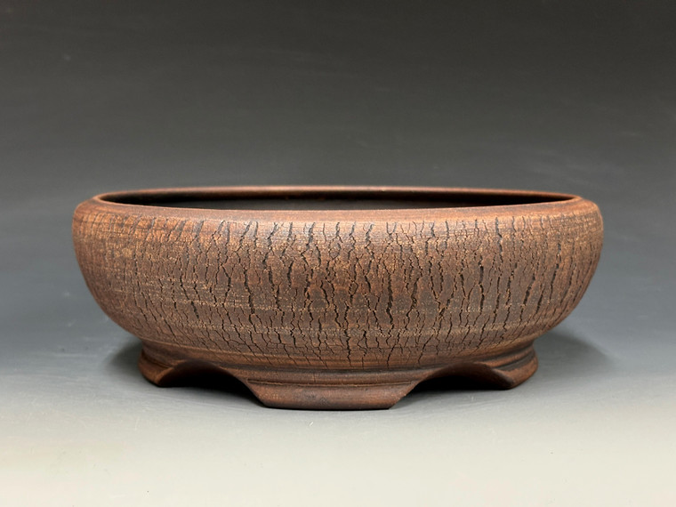 Bonsai Pot,  Cracked Finish, Unglazed,  8" 26200