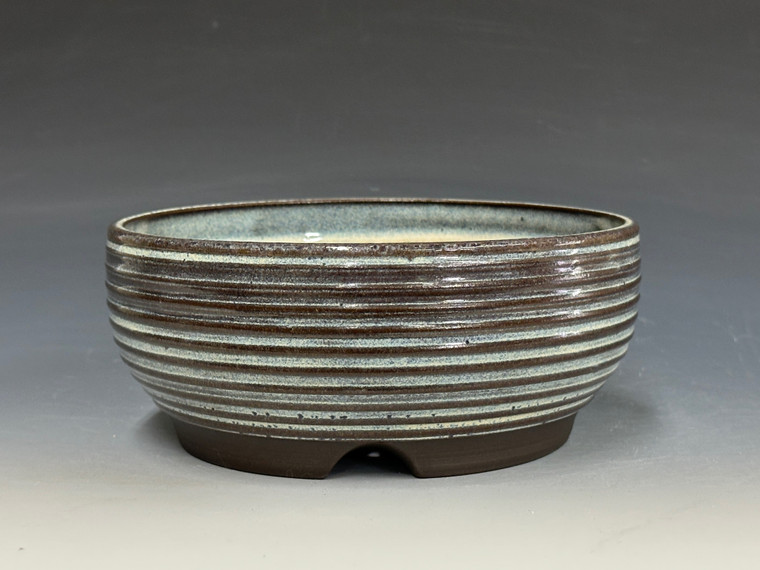 Bonsai Pot, textured, handmade by Iker Bonsai Pots, 6 3/4" dia 26274