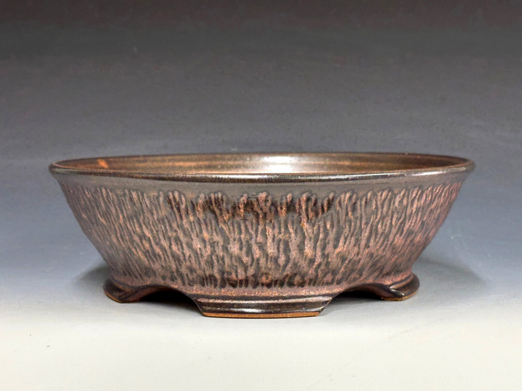 Bonsai Pot, textured, handmade by Iker Bonsai Pots, 9" dia 26254